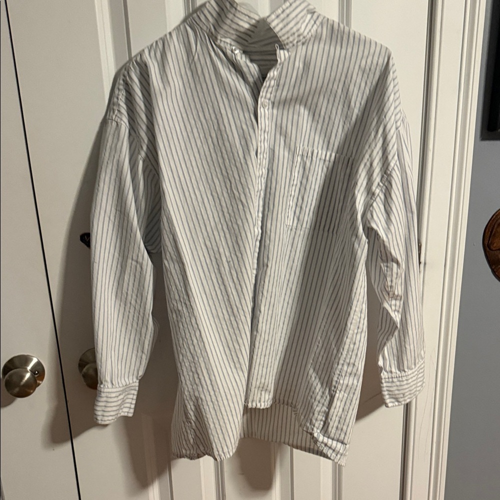 Urban Outfitters White and Blue Striped Top